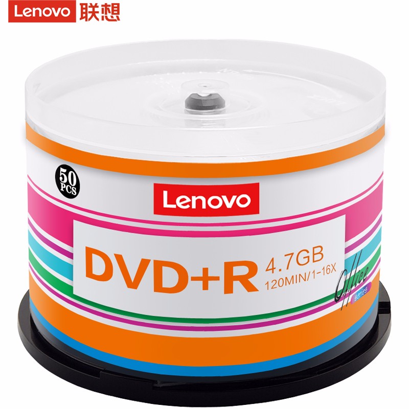 联想(Lenovo)DVD+R 光盘/刻录盘 16速4.7GB 办公系列 桶装50片 空白光盘 SKU:2000440
